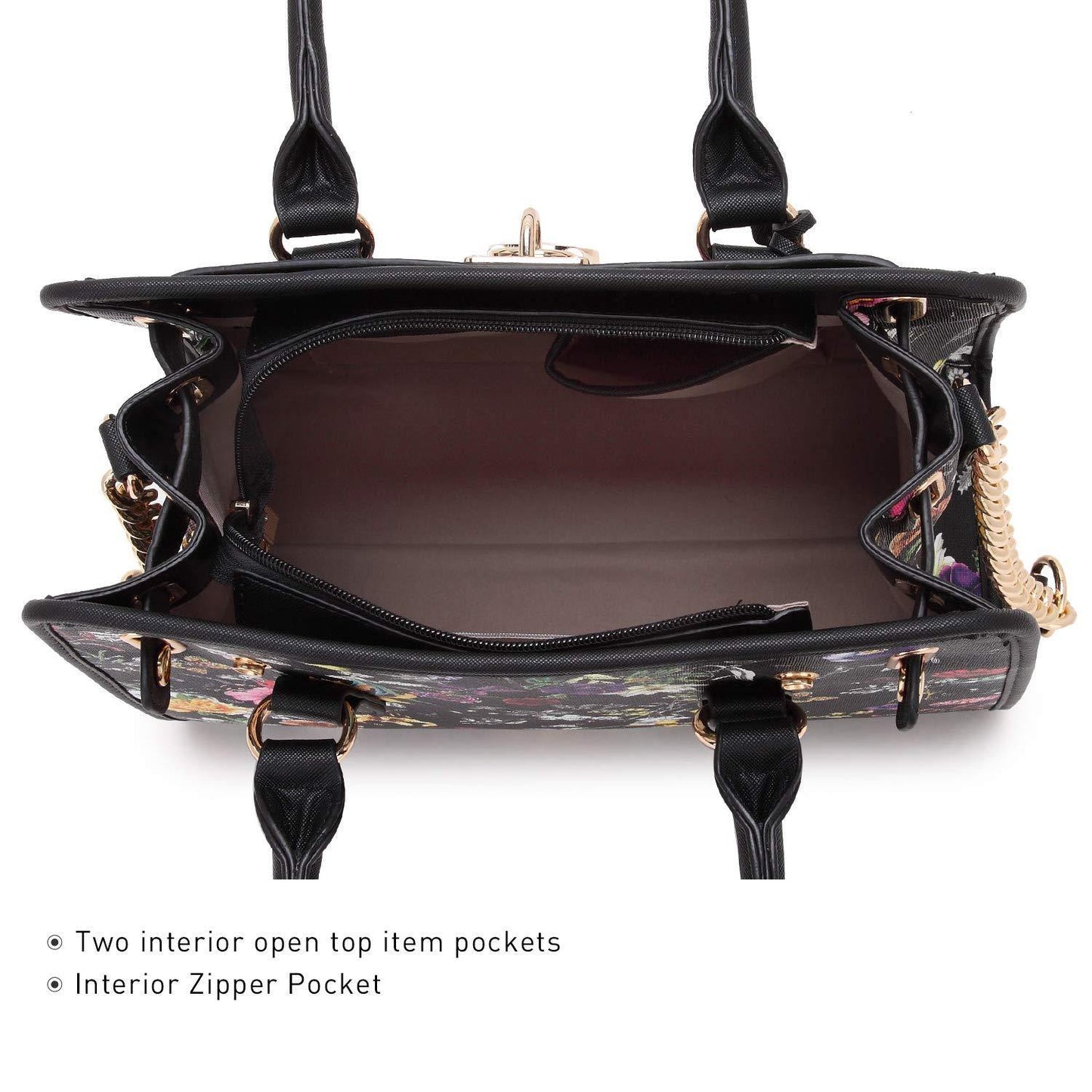 Two-Tone Handbag with Matching Wallet - Dasein Bags