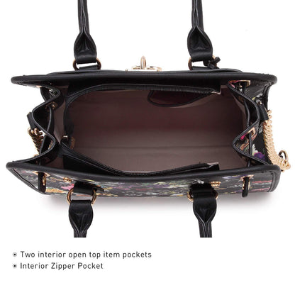 Two-Tone Handbag with Matching Wallet - Dasein Bags