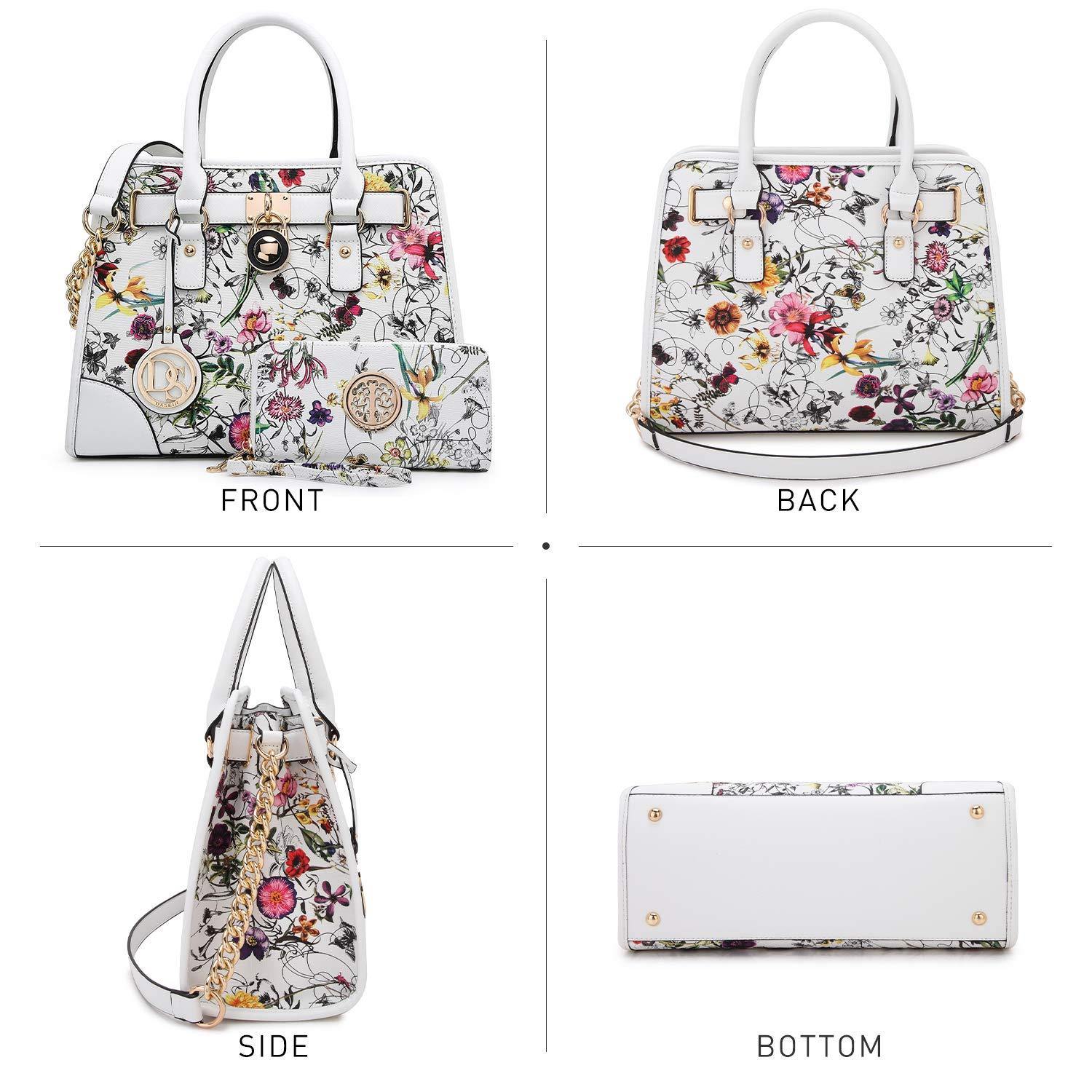 Two-Tone Handbag with Matching Wallet - Dasein Bags