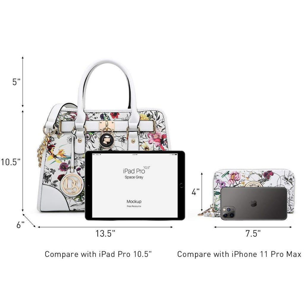 Two-Tone Handbag with Matching Wallet - Dasein Bags