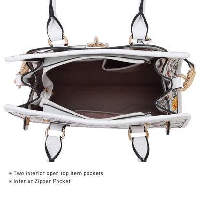 Two-Tone Handbag with Matching Wallet - Dasein Bags