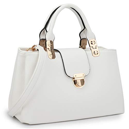 Women Solid Color Medium Top Handle Tote Bag Vegan Leather丨Dasein - Dasein Bags