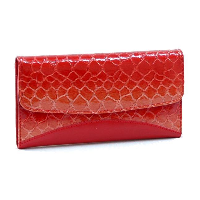 Woman Fashion Snake Skin Fold Over Flap Checkbook Wallet - Dasein Bags