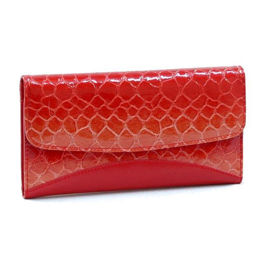 Woman Fashion Snake Skin Fold Over Flap Checkbook Wallet - Dasein Bags