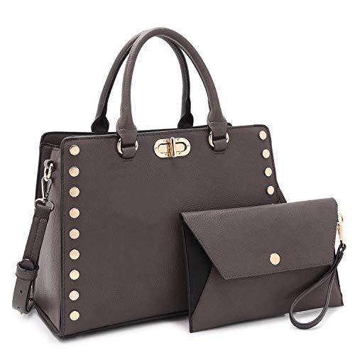 Studded Handbag with Matching Wristlet - Dasein Bags