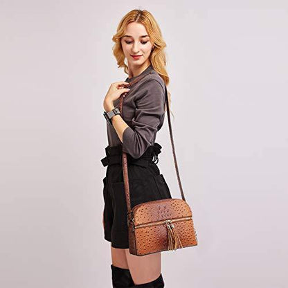 Fashion Embossed Pattern Tassel Crossbody Bag - Dasein Bags
