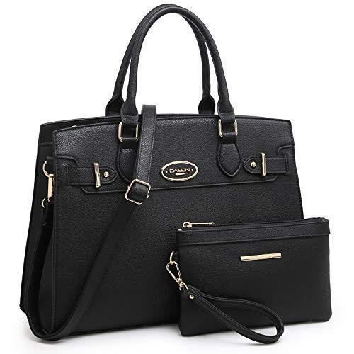 Ladies Shoulder Bag Top Handle Satchel Tote Work Bag with Matching Clutch l Dasein - Dasein Bags