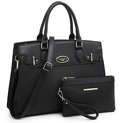 Ladies Shoulder Bag Top Handle Satchel Tote Work Bag with Matching Clutch l Dasein - Dasein Bags