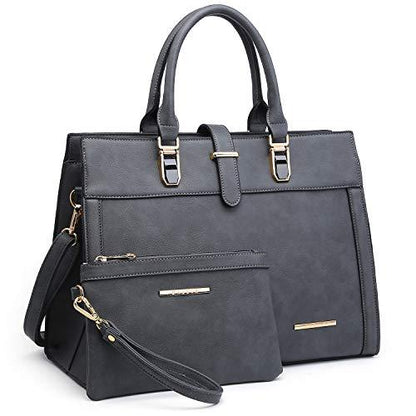 Women Flap-over Belt Top Handle Tote Satchel Purse Work Bag Matching Wristlet bag丨Dasein - Dasein Bags