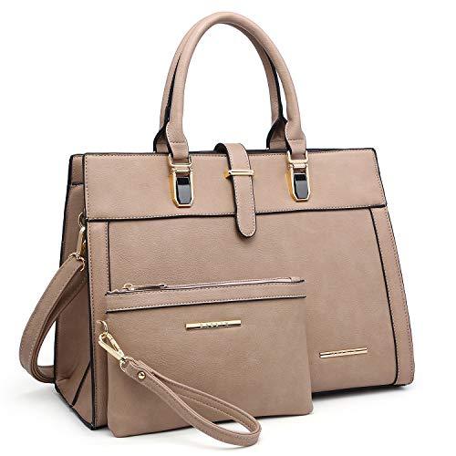 Women Flap-over Belt Top Handle Tote Satchel Purse Work Bag Matching Wristlet bag丨Dasein - Dasein Bags