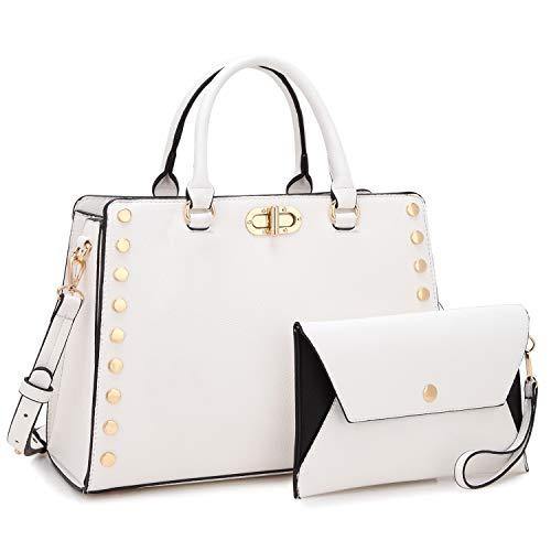 Studded Handbag with Matching Wristlet - Dasein Bags