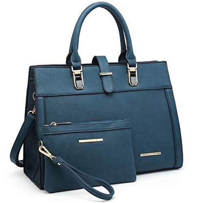 Women Flap-over Belt Top Handle Tote Satchel Purse Work Bag Matching Wristlet bag丨Dasein - Dasein Bags