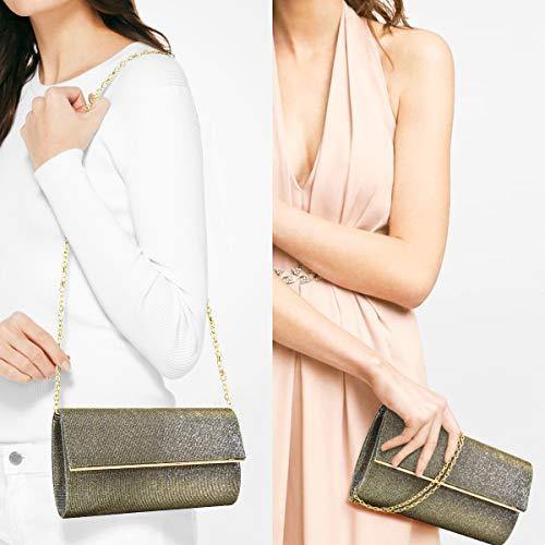 Glitter Gold Trim Evening Clutch - Dasein Bags