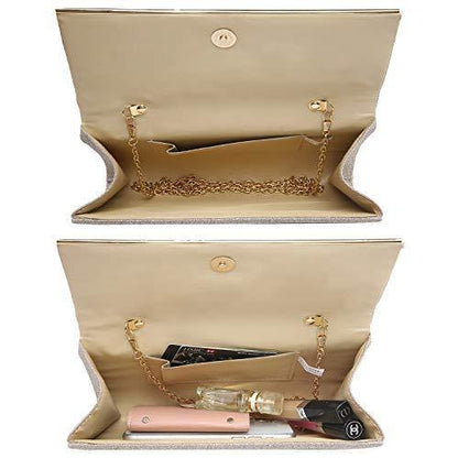 Glitter Gold Trim Evening Clutch - Dasein Bags