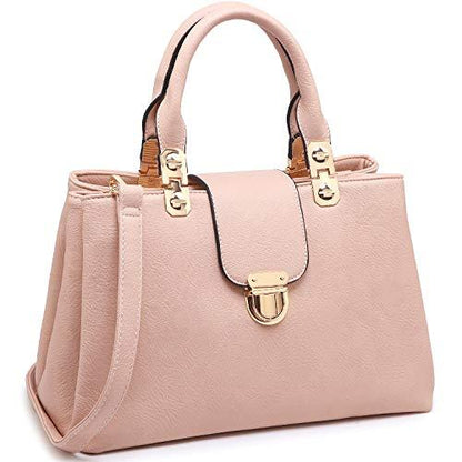 Women Solid Color Medium Top Handle Tote Bag Vegan Leather丨Dasein - Dasein Bags