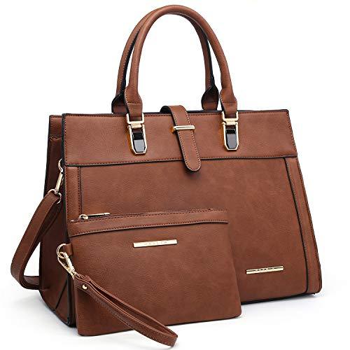 Women Flap-over Belt Top Handle Tote Satchel Purse Work Bag Matching Wristlet bag丨Dasein - Dasein Bags