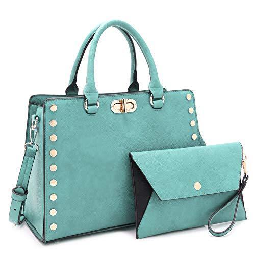 Studded Handbag with Matching Wristlet - Dasein Bags