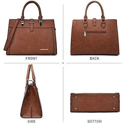 Women Flap-over Belt Top Handle Tote Satchel Purse Work Bag Matching Wristlet bag l Dasein - Dasein Bags