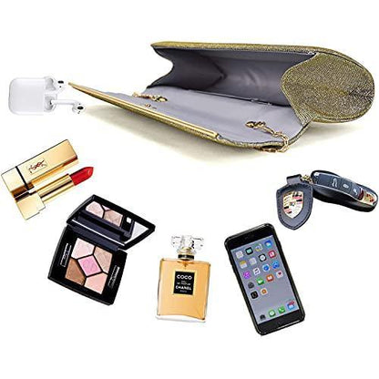 Glitter Gold Trim Evening Clutch - Dasein Bags