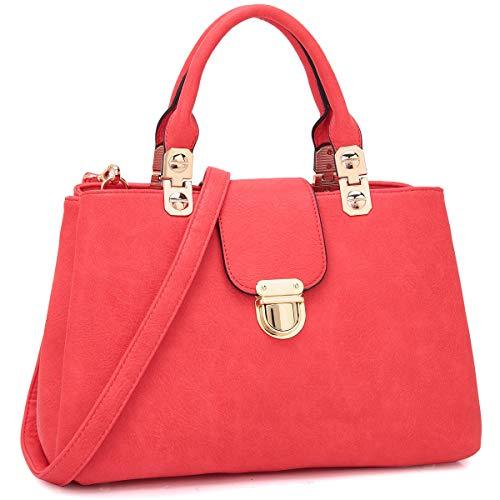 Women Solid Color Medium Top Handle Tote Bag Vegan Leather丨Dasein - Dasein Bags