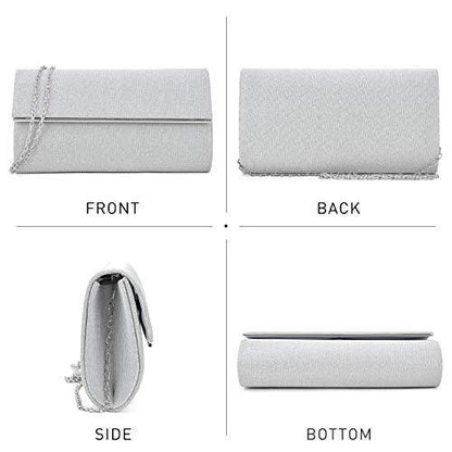 Glitter Gold Trim Evening Clutch - Dasein Bags