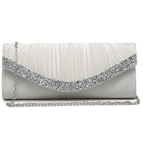 Women Satin Rhinestone for Wedding Party Formal Dressy with Shoulder Chain l Dasein - Dasein Bags