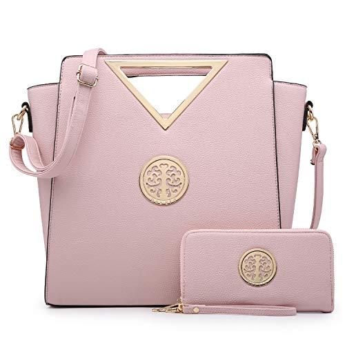 Fashion Design Chic Triangle Handle Shoulder Bag with Matching Wallet l Dasein - Dasein Bags