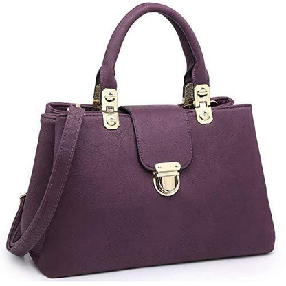 Women Solid Color Medium Top Handle Tote Bag Vegan Leather丨Dasein - Dasein Bags