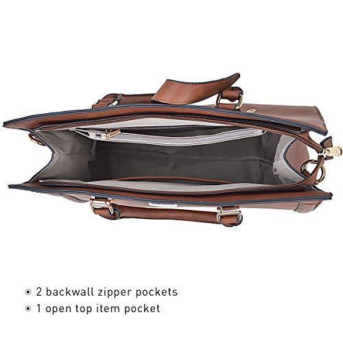 Women Flap-over Belt Top Handle Tote Satchel Purse Work Bag Matching Wristlet bag l Dasein - Dasein Bags