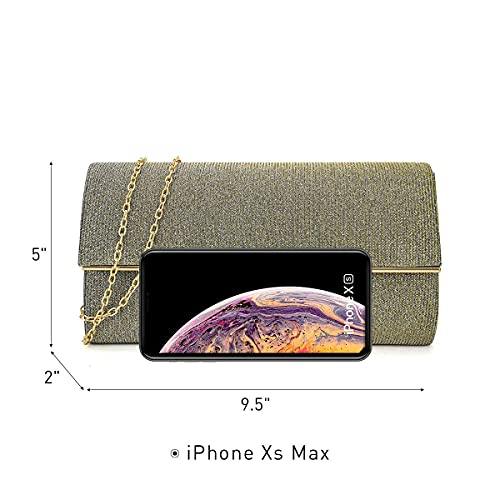 Glitter Gold Trim Evening Clutch - Dasein Bags