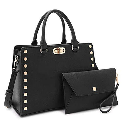 Studded Handbag with Matching Wristlet - Dasein Bags