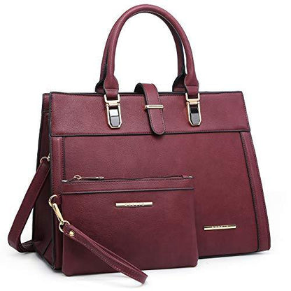 Women Flap-over Belt Top Handle Tote Satchel Purse Work Bag Matching Wristlet bag丨Dasein - Dasein Bags