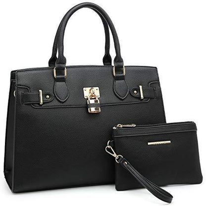 Classic Padlock Handbag with Matching Wallet - Dasein Bags