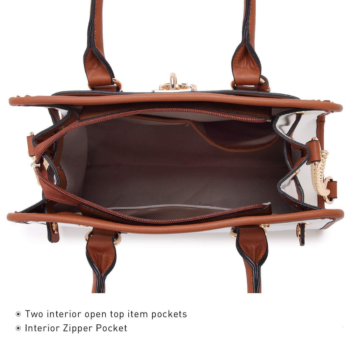 Two-Tone Handbag with Matching Wallet - Dasein Bags