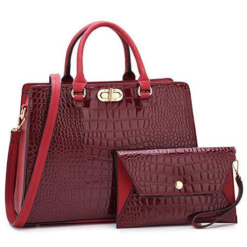 Fashion Pattern Embossed Handbag with Matching Wristlet l Dasein - Dasein Bags