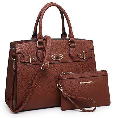 Ladies Shoulder Bag Top Handle Satchel Tote Work Bag with Matching Clutch l Dasein - Dasein Bags