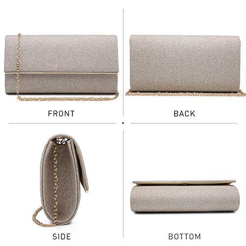 Glitter Gold Trim Evening Clutch - Dasein Bags