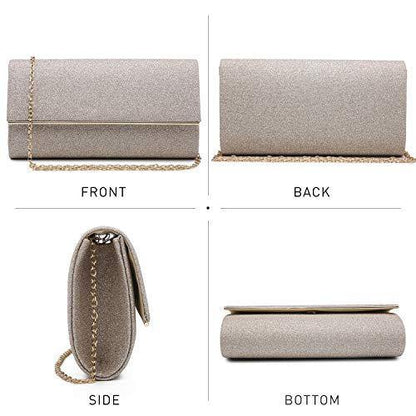 Glitter Gold Trim Evening Clutch - Dasein Bags