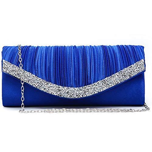 Women Satin Rhinestone for Wedding Party Formal Dressy with Shoulder Chain l Dasein - Dasein Bags