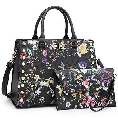 Studded Handbag with Matching Wristlet - Dasein Bags