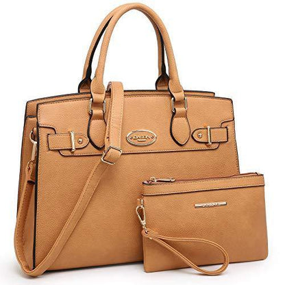 Ladies Shoulder Bag Top Handle Satchel Tote Work Bag with Matching Clutch l Dasein - Dasein Bags