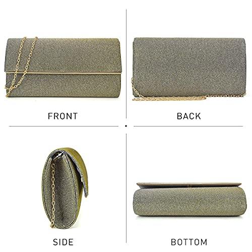 Glitter Gold Trim Evening Clutch - Dasein Bags