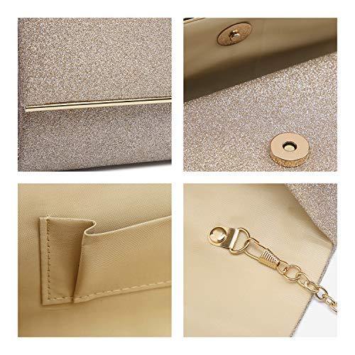 Glitter Gold Trim Evening Clutch - Dasein Bags
