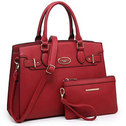 Ladies Shoulder Bag Top Handle Satchel Tote Work Bag with Matching Clutch l Dasein - Dasein Bags