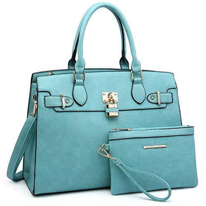 Classic Padlock Handbag with Matching Wallet - Dasein Bags