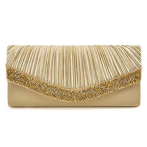 Women Satin Rhinestone for Wedding Party Formal Dressy with Shoulder Chain l Dasein - Dasein Bags