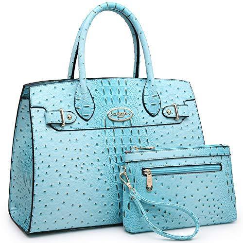 Fashion embossed Shoulder Top Handle Satchel Tote Bag with Matching Clutch l Dasein - Dasein Bags