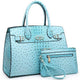 Fashion embossed Shoulder Top Handle Satchel Tote Bag with Matching Clutch l Dasein