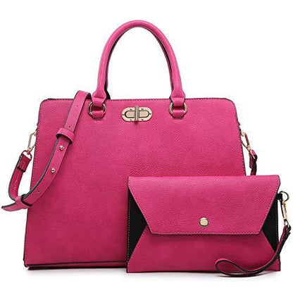 Twist Lock Handbag with Matching Wristlet - Dasein Bags