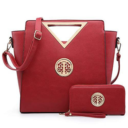 Fashion Design Chic Triangle Handle Shoulder Bag with Matching Wallet丨Dasein - Dasein Bags